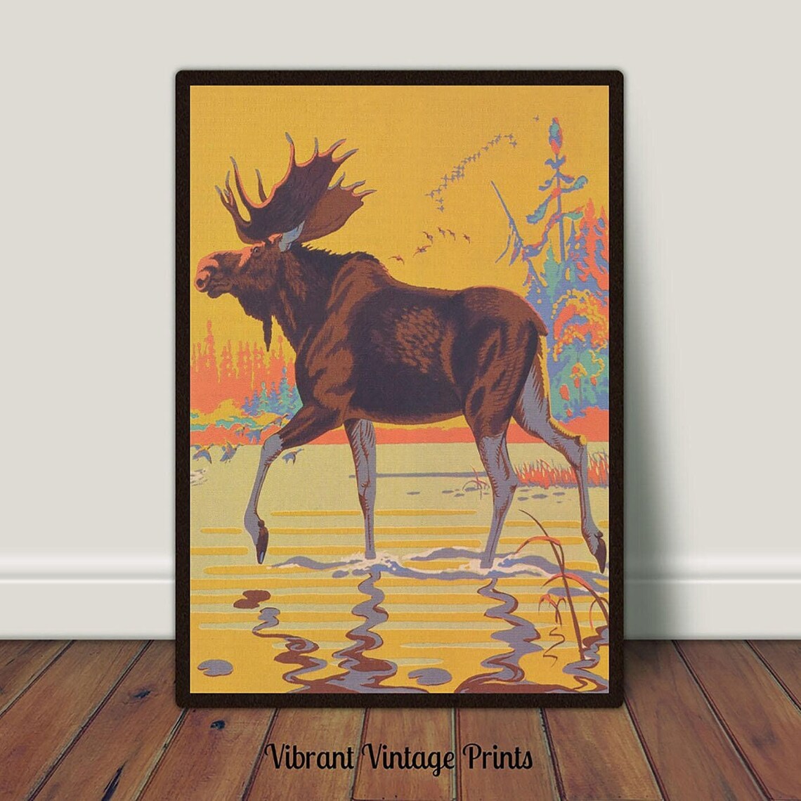 Moose Vintage Wildlife Art Print, Neutral Decor