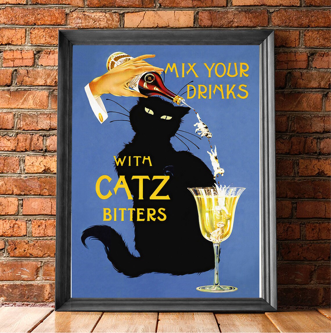 Catz Bitters Vintage Beverage Poster, Black Cat Art - Image 4
