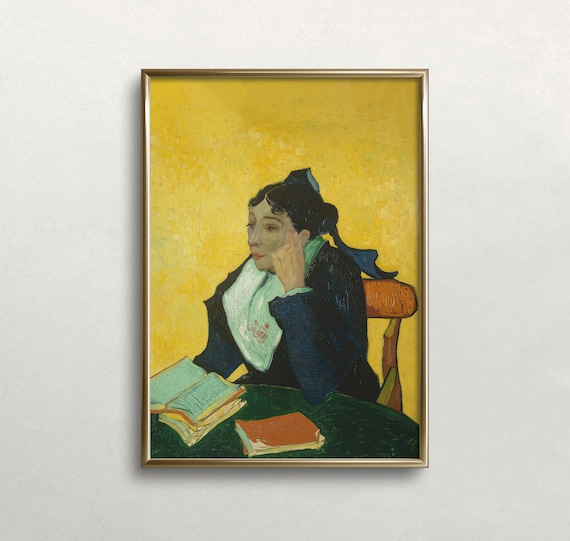 Van Gogh Madame Ginoux Yellow Background Reading Books Oil Painting Print