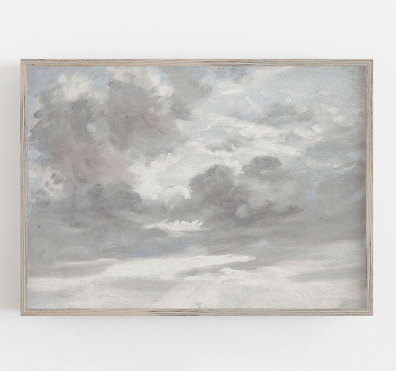 Clouds Wall Art Vintage Wall Art Vintage Cloud Art Farmhouse Wall Decor Muted Neutral Colors Wall Art 30