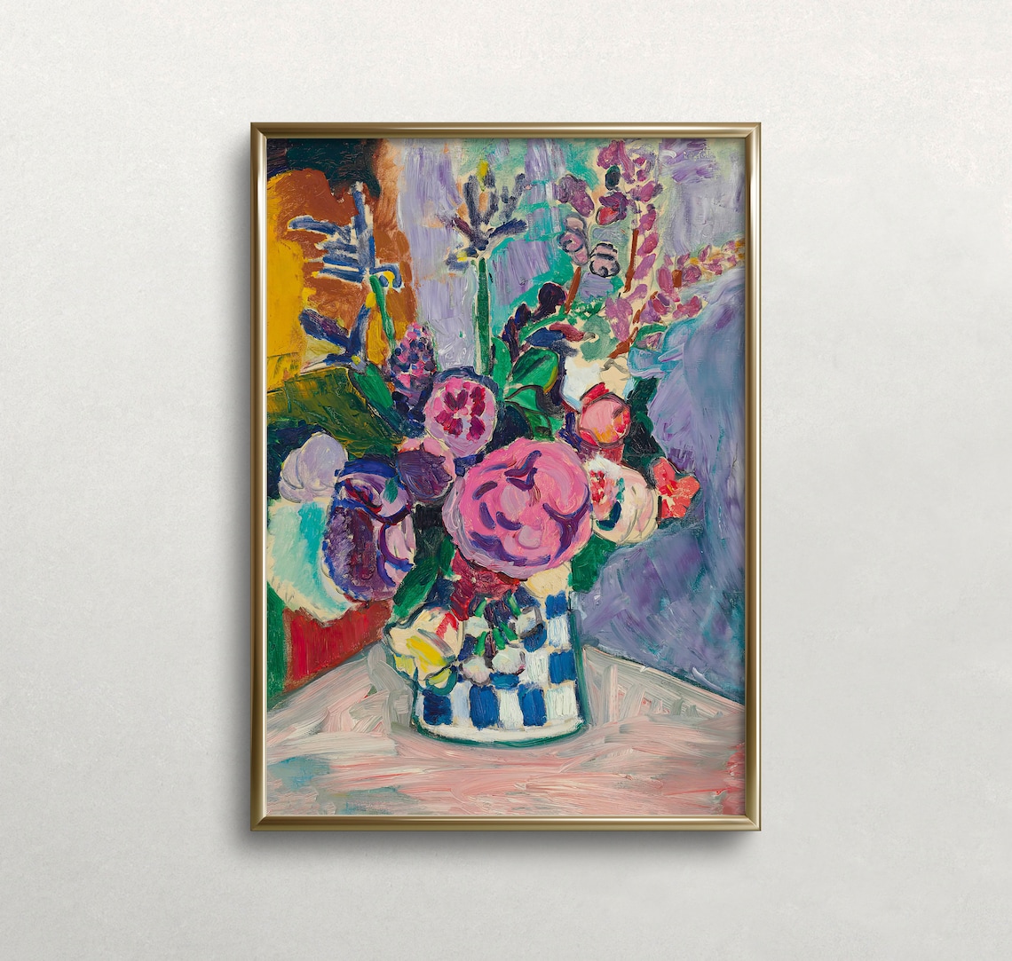 Matisse Style Peonies Bouquet Colorful Fauvist Flower Painting Poster