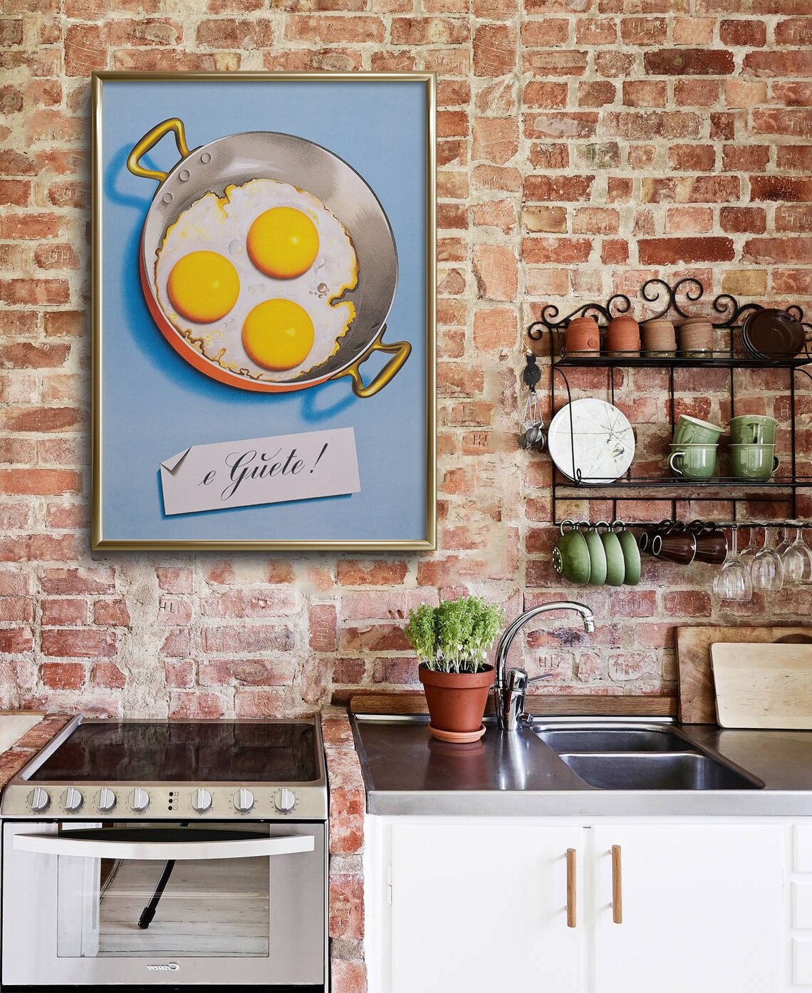 Fried Eggs In Pan Vintage Breakfast Art Print