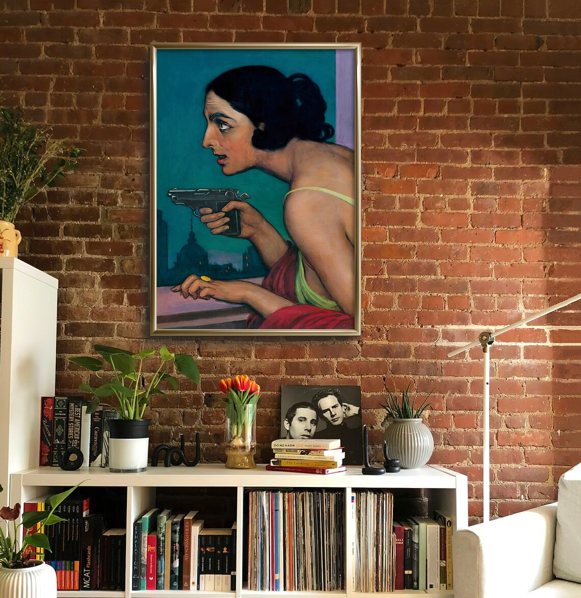 Woman With A Gun Vintage Woman Portrait Art Print - Image 2