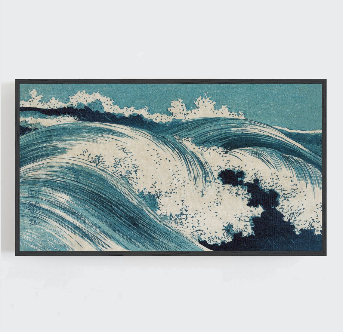 Ocean Waves Vintage Asian Beach Travel Poster