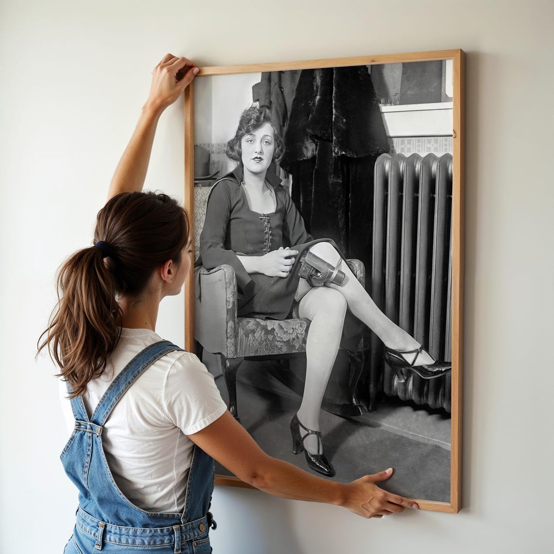 Woman With A Gun Black And White Art Vintage Wall Art Gun In Garter Old Photo Woman With Revolver Wall Art - Image 2