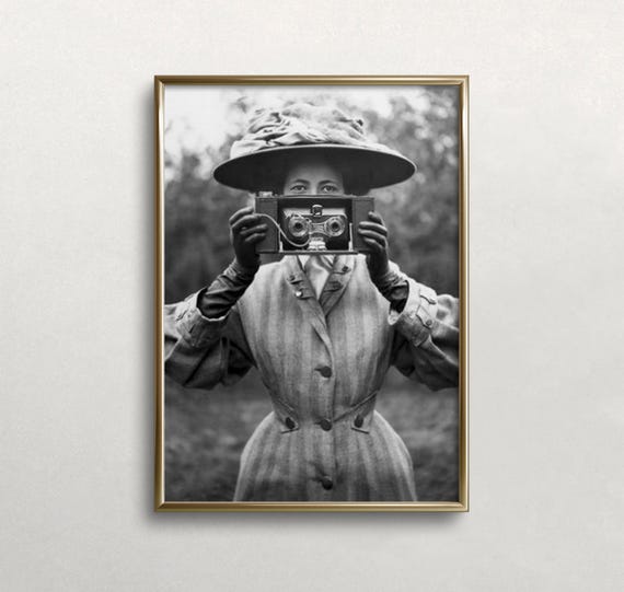 Vintage Photographer Woman With Camera Art Print