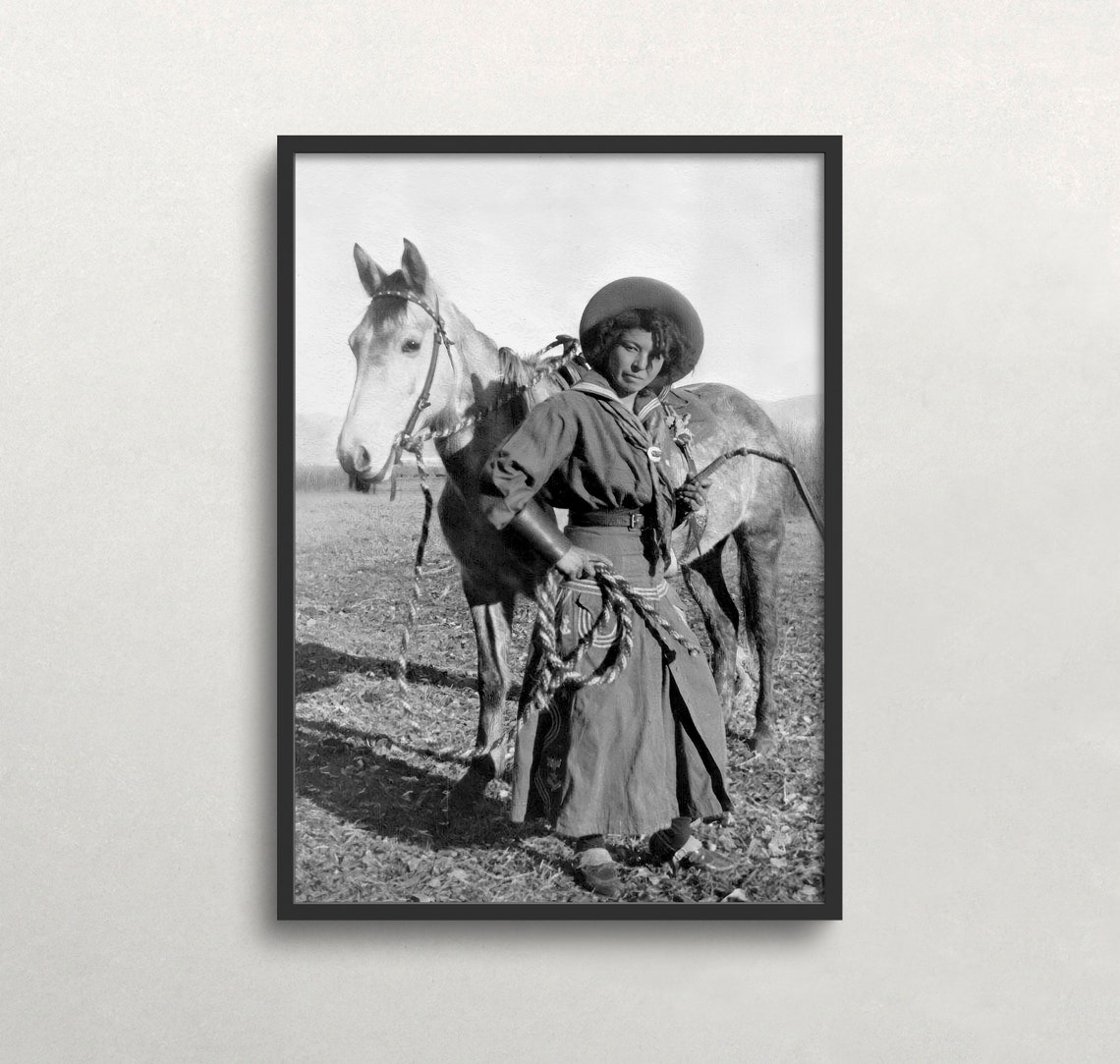 Cowgirl Wall Art Black And White Art Vintage Wall Art Wild West Photo Nellie Brown Black Cowgirl Wall Art