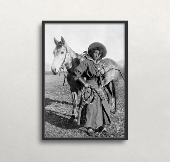 Cowgirl Wall Art Black And White Art Vintage Wall Art Wild West Photo Nellie Brown Black Cowgirl Wall Art