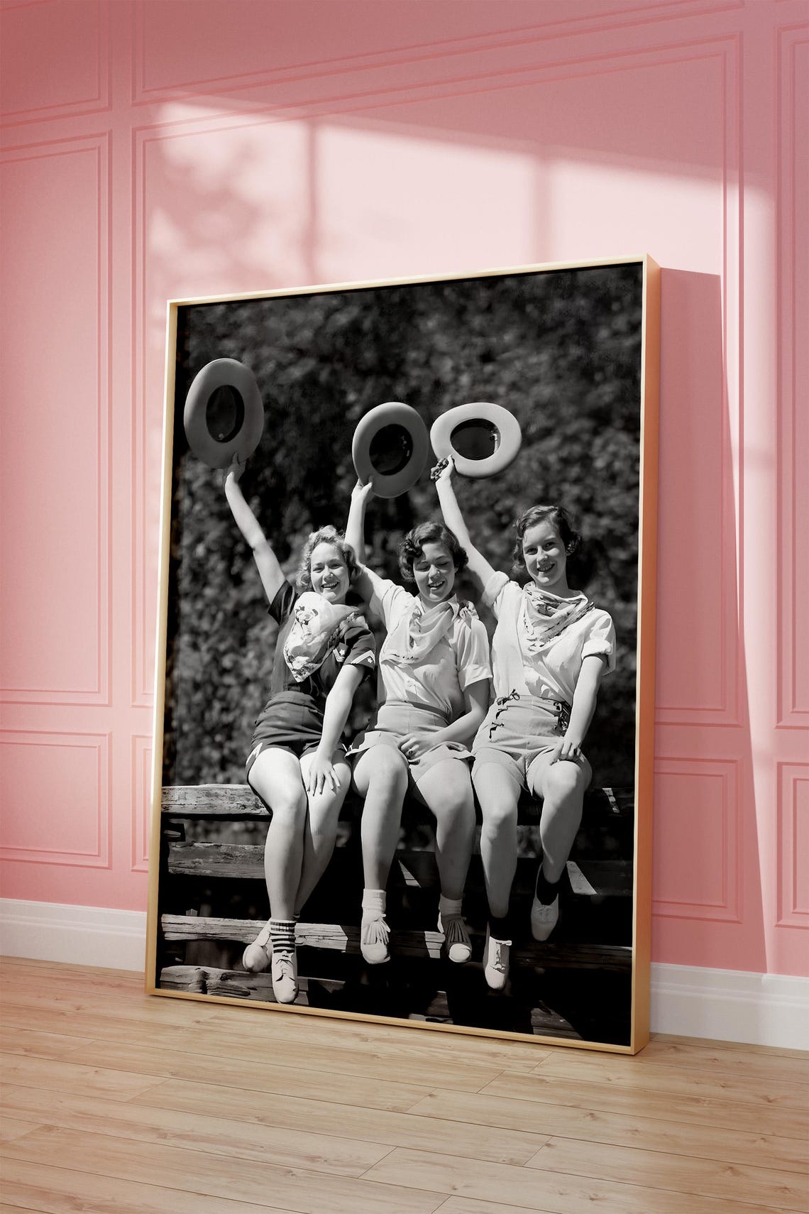 Cowgirl Wall Art Black And White Art Vintage Wall Art Western Aesthetic Old Photo Women Friends Wall Art - Image 2