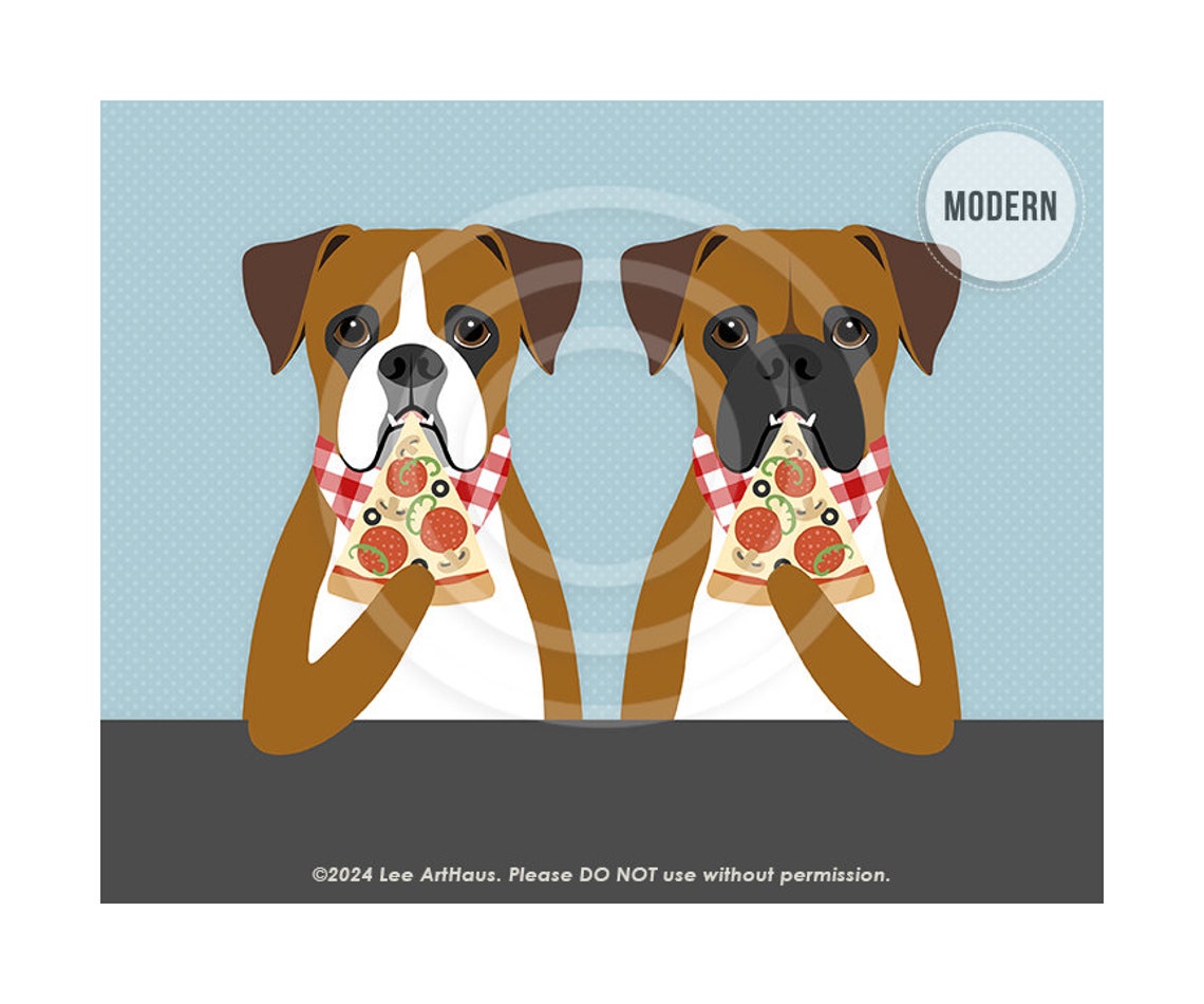 827dp Boxer Dogs Two Boxer Dogs Eating Pizza Art Funny Dog Gifts Dog Eating Pizza Dog Artwork Pizza Lover Boxer Mom Gifts - Image 7