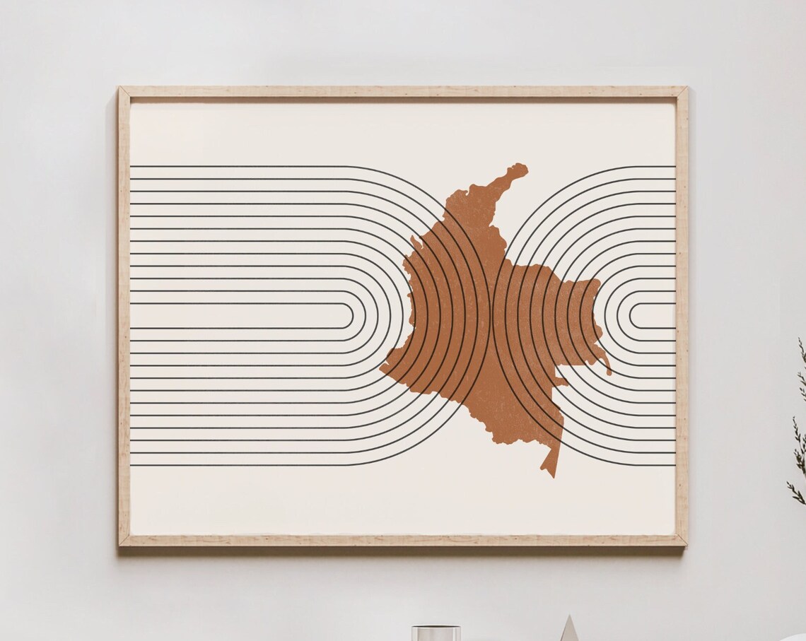 Colombia Mid-Century Map Retro Decor Poster