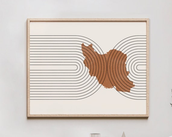 Iran Wall Art Mid Century Map Retro Decor Poster Country Of Print