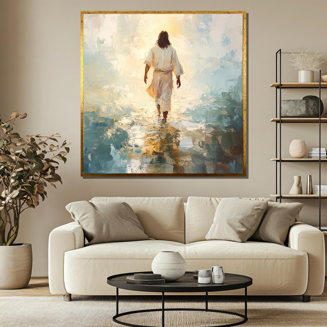 Jesus Walking On Water, Abstract Christian Faith Art - Image 3