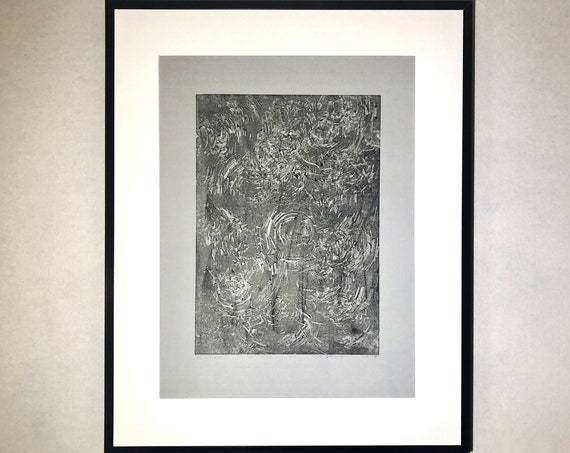 Original Monotype Print Black Ink Abstract Art Gray Minimalist Decor