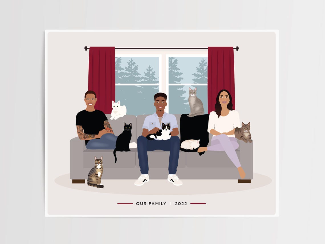 Couch Portrait Living Room Art Personalized Gift For Mom - Image 3