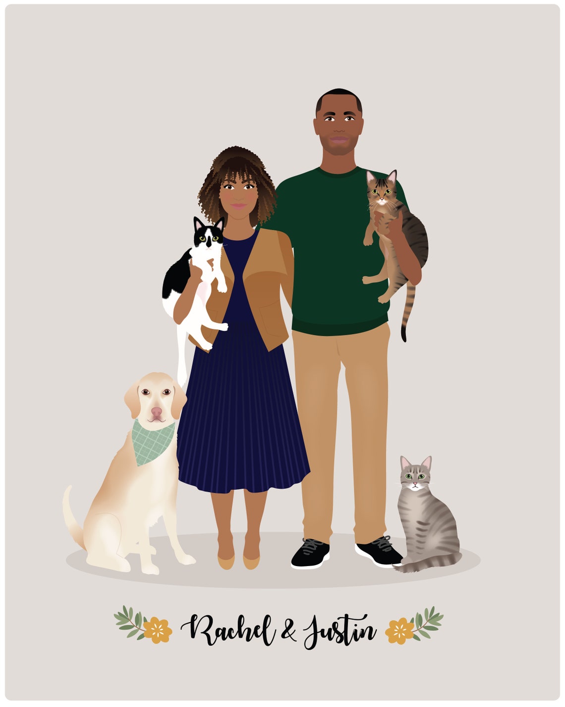 Personalized Couple Portrait Custom Couple Portrait Engagement Gift Couple Wedding Gift - Image 5