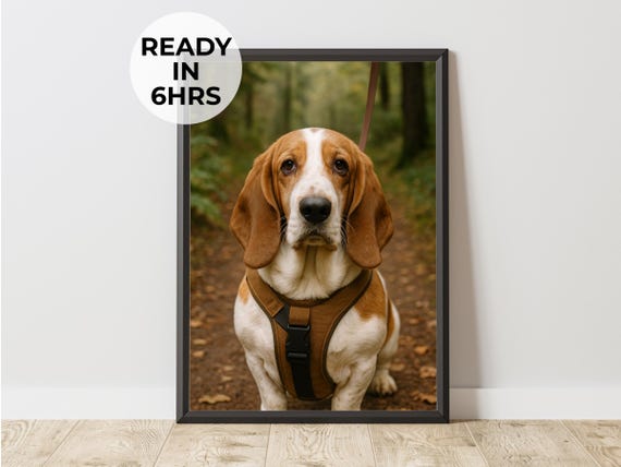 Custom Hiking Pet Portrait Trail Companion Art Adventure Gift