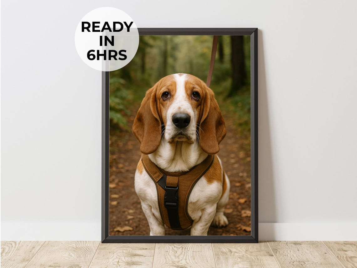 Custom Hiking Pet Portrait Trail Companion Art Adventure Gift