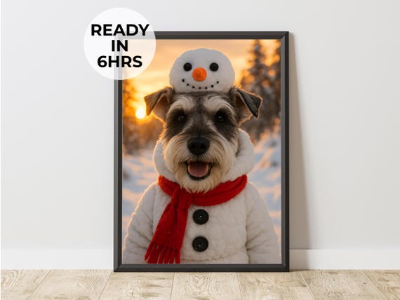 Custom Snowman Pet Portrait Funny Winter Decor Holiday Gift