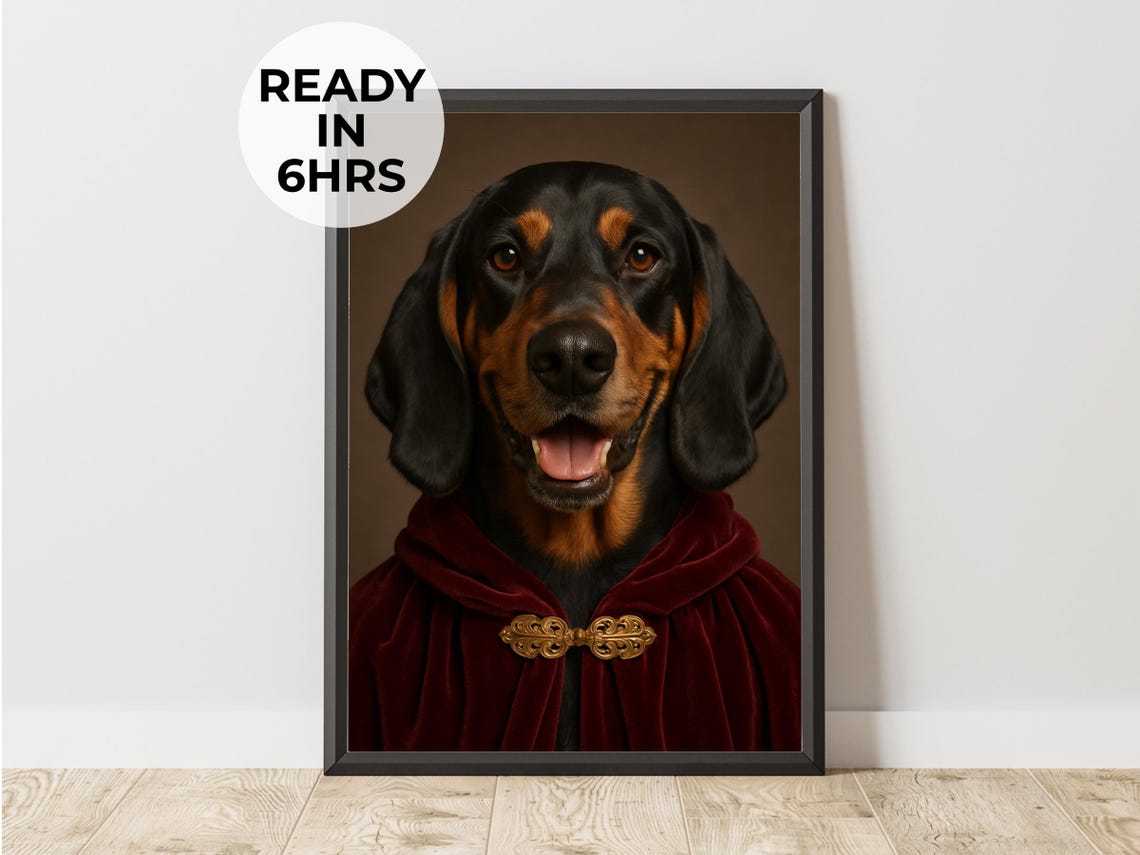 Custom Noble Pet Portrait Velvet Cape Art Dark Academia Gift