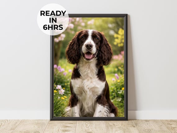 Custom Easter Floral Pet Portrait Spring Dog Art Gift