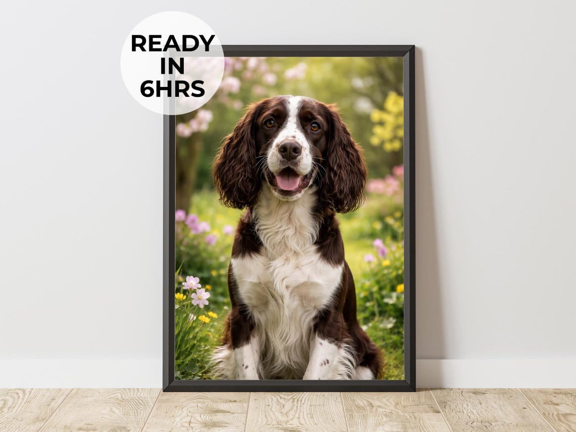 Custom Easter Floral Pet Portrait Spring Dog Art Gift