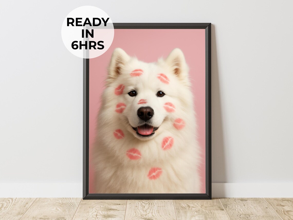 Custom Kisses Pet Portrait, Funny Love Art Print