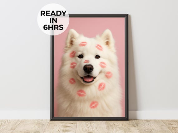 Custom Kisses Pet Portrait, Funny Love Art Print