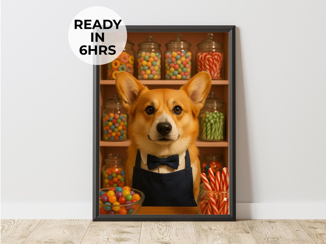 Custom Candy Shop Pet Portrait, Art Print