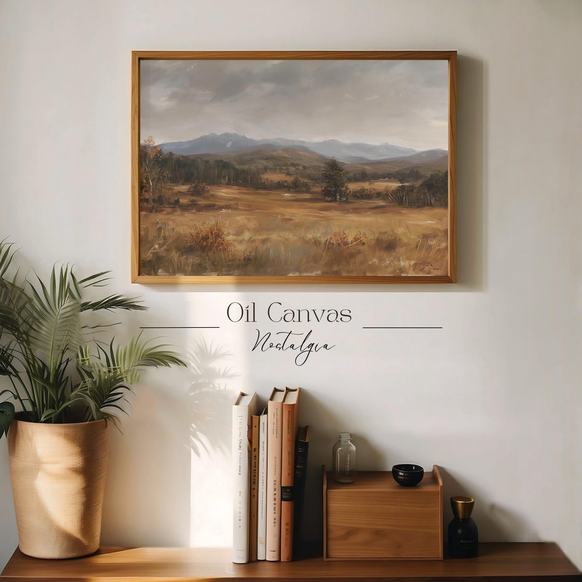 Autumn Landscape Oil Painting Vintage Rustic Country Decor Wall Art Moody Neutral Colours Farmhouse Scenery - Image 3