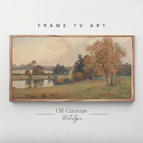 Halloween Frame Tv Art Haunted Graveyard Autumn Painting Spooky Cemetery Moody Decor