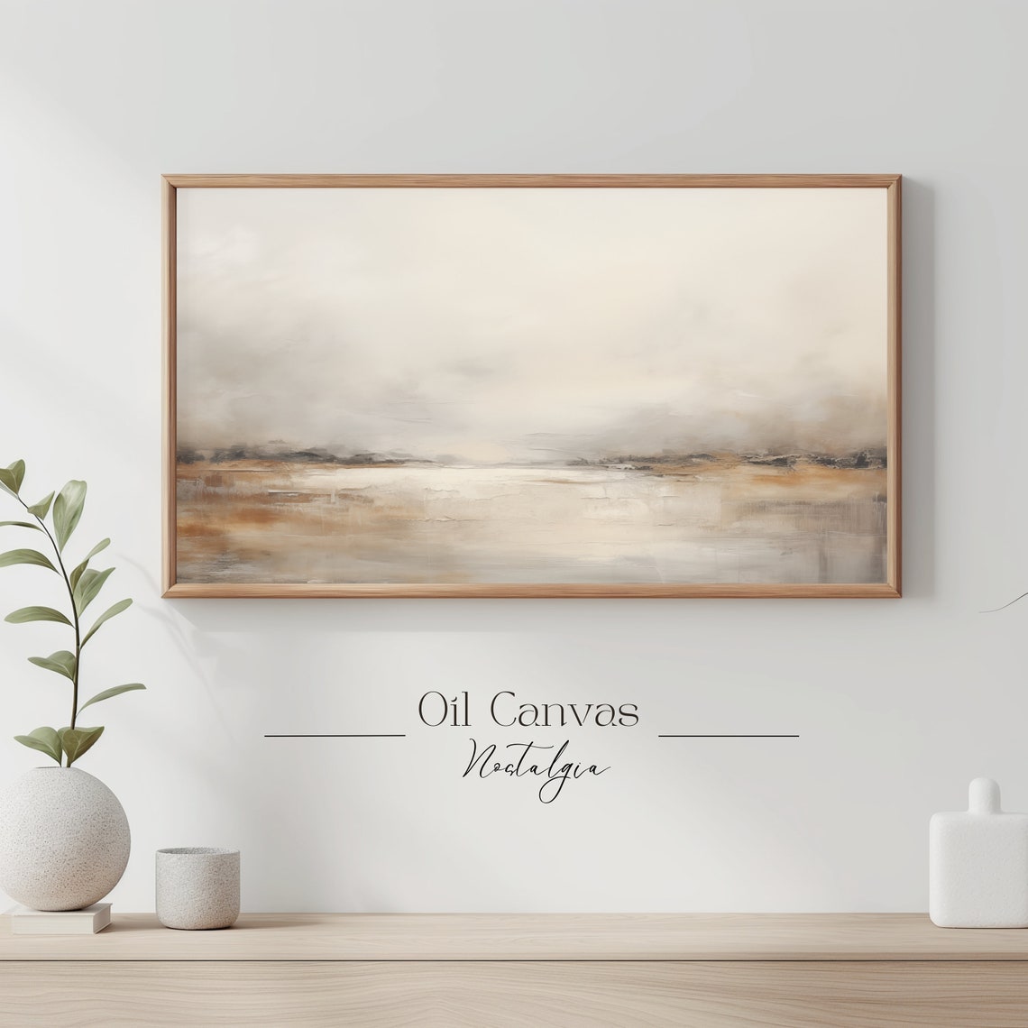 Frame Tv Art Moody Abstract Oil Painting Minimalist Earth Tone Decor Rustic Wall Art - Image 3