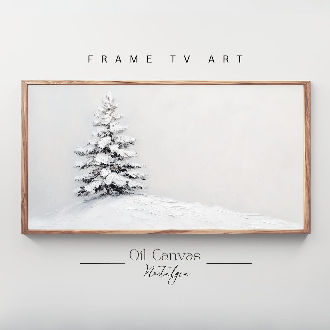 Lone Snowy Pine Tree Minimalist Winter Landscape Serene Holiday Poster