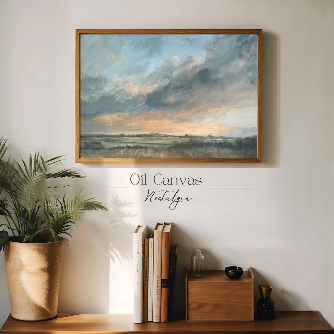 Autumn Landscape Oil Painting Wall Art Rustic Country Decor Moody Muted Colours - Image 3