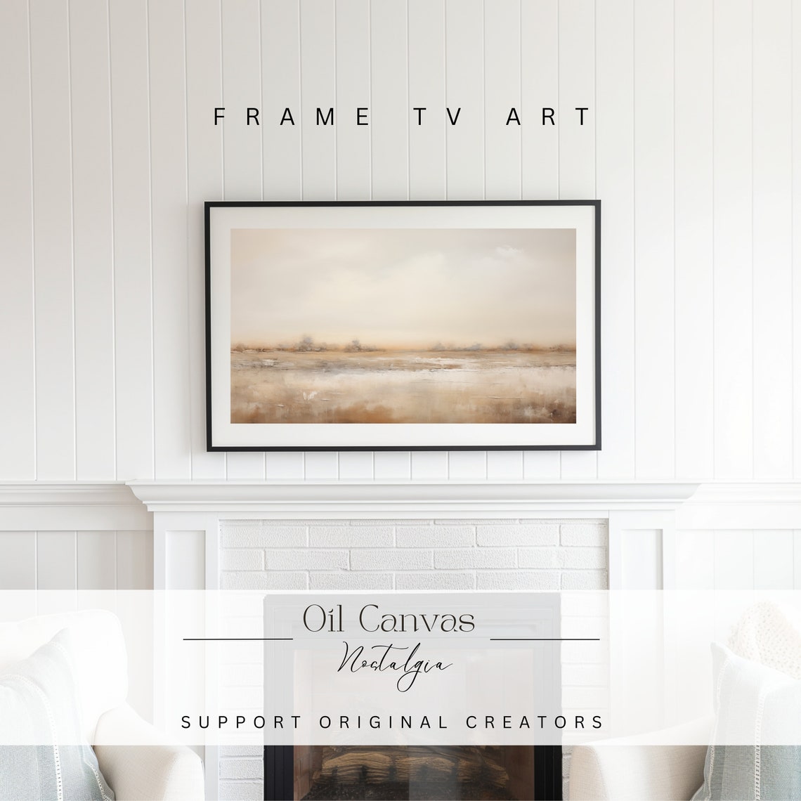Frame Tv Art Moody Abstract Oil Painting Minimalist Earth Tone Decor Rustic Wall Art - Image 2