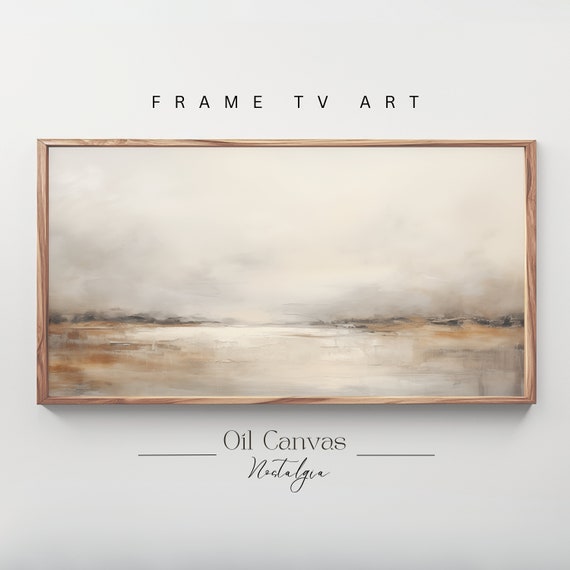 Frame Tv Art Moody Abstract Oil Painting Minimalist Earth Tone Decor Rustic Wall Art