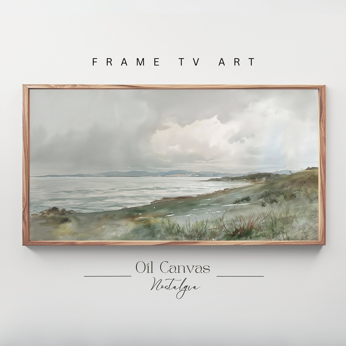 Frame Tv Art Vintage Beach Watercolour Painting Summer Sea Art Ocean Frame Tv Art Blue Nautical Seascape