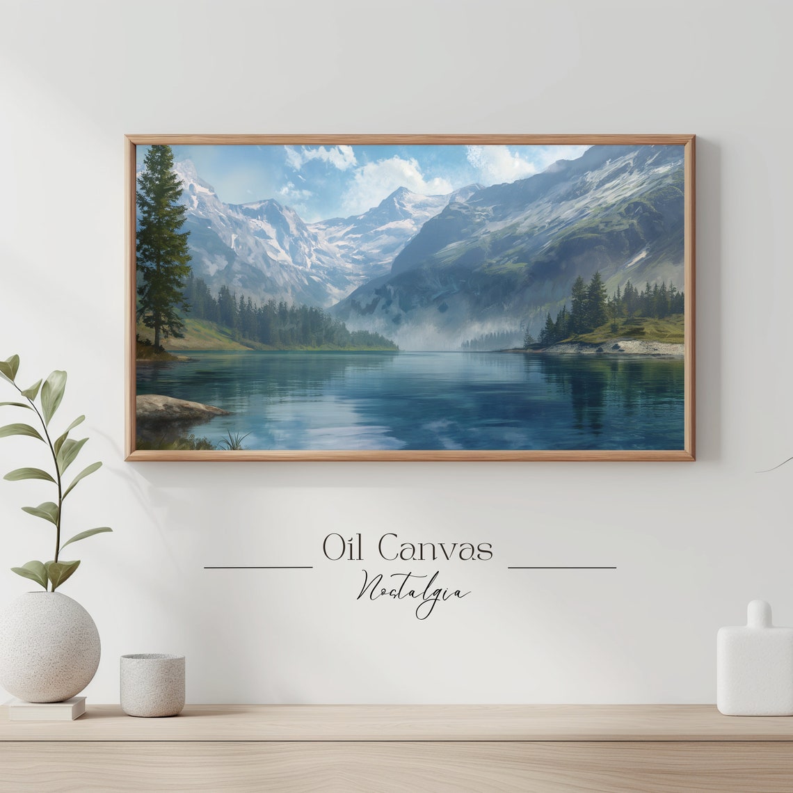 Mountain Landscape Frame Tv Art Vintage Rustic Scenery Oil Painting Farmhouse Decor Nature Wall Art Instant - Image 3