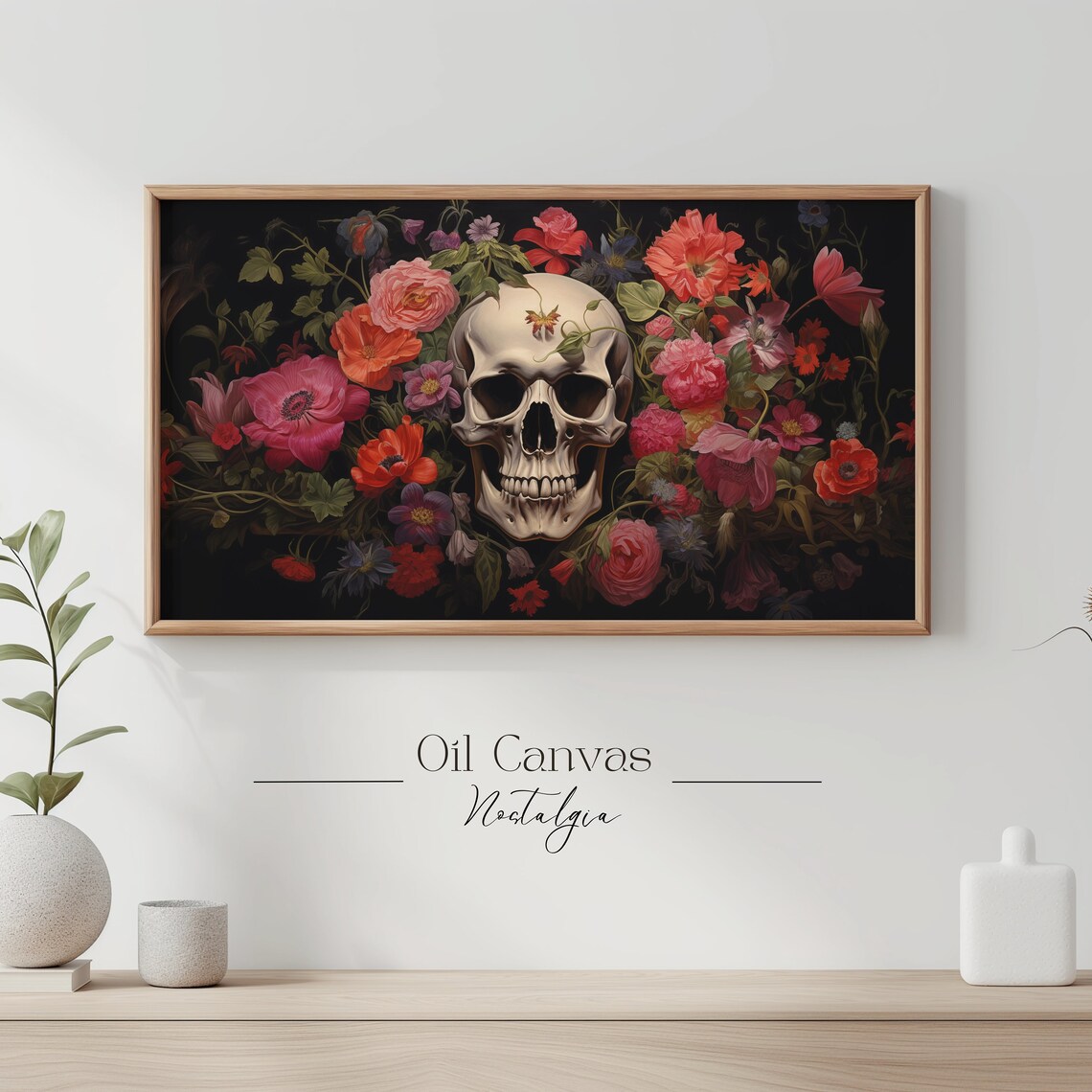 Gothic Skull Floral Still Life Dark Blooms Vanitas Halloween Poster - Image 3