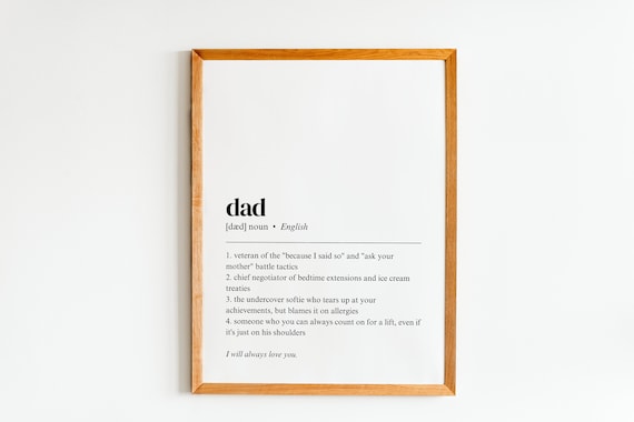 Dad Dictionary Definition Poster Funny Father Gift Loving Family Decor