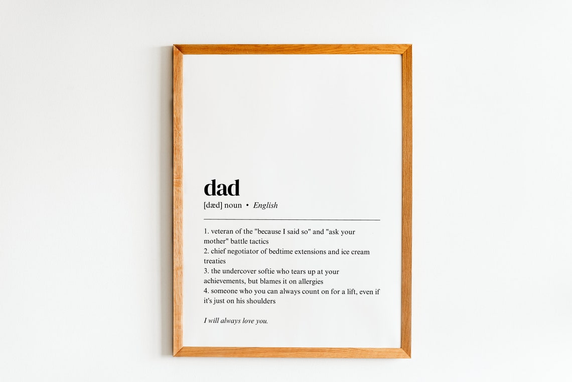 Dad Dictionary Definition Poster Funny Father Gift Loving Family Decor