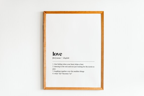 Love Definition Minimalist Bedroom Poster Print