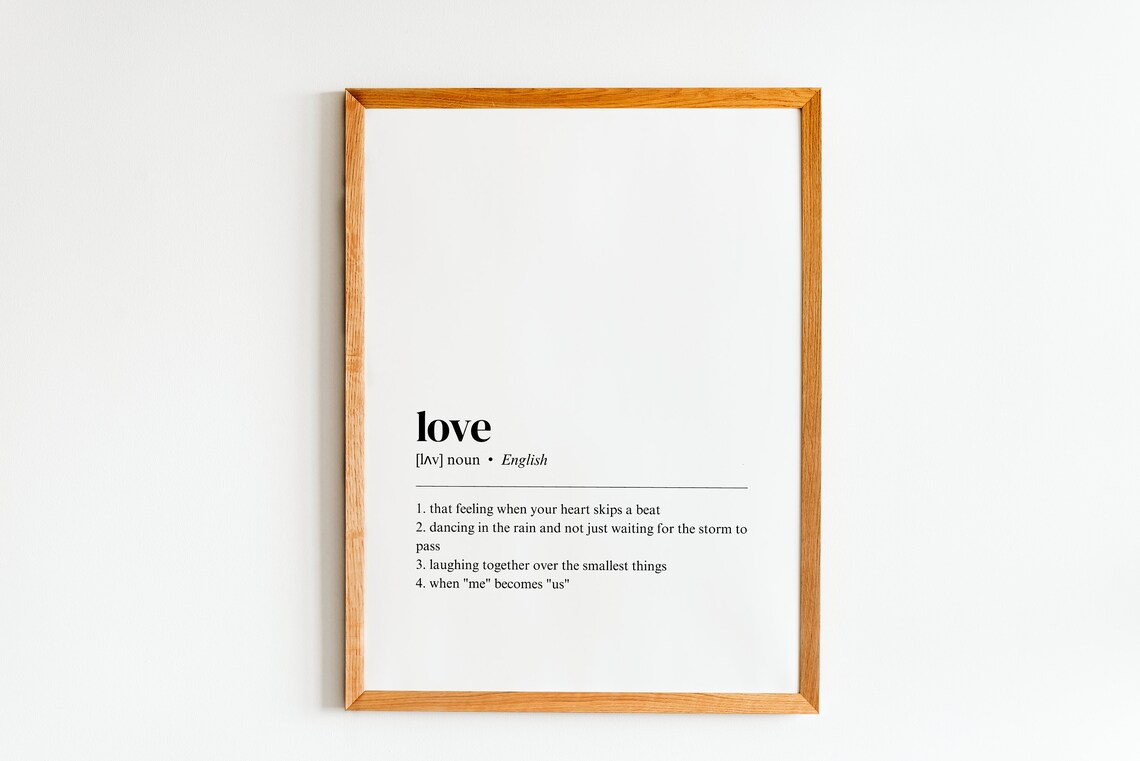Love Definition Minimalist Bedroom Poster Print