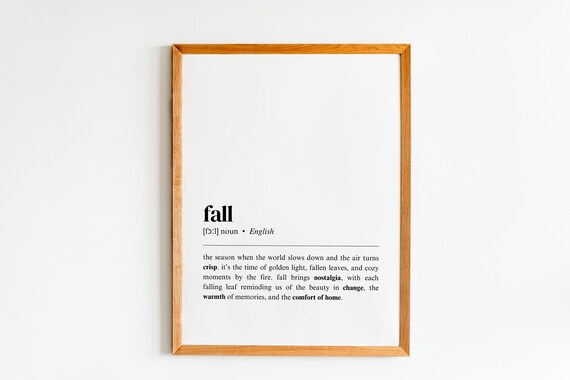 Fall Definition Print Cozy Autumn Wall Art Thanksgiving Pumpkin Spice Harvest Office Decor