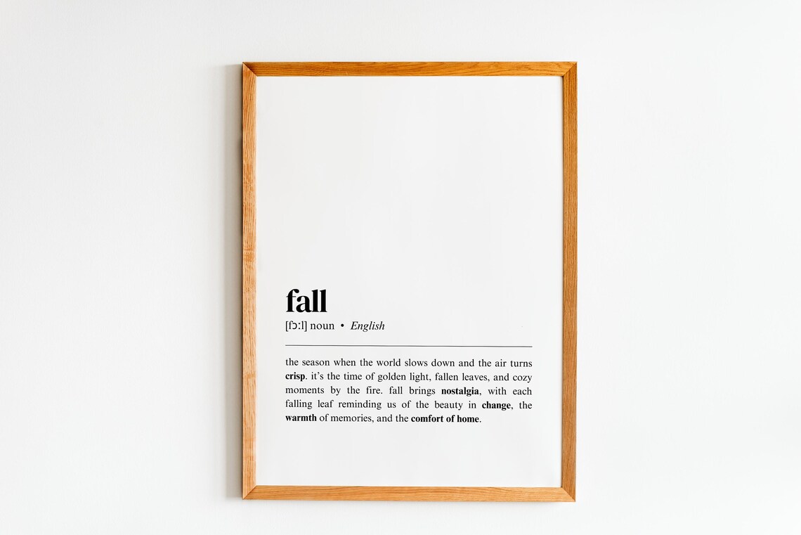 Fall Definition Print Cozy Autumn Wall Art Thanksgiving Pumpkin Spice Harvest Office Decor