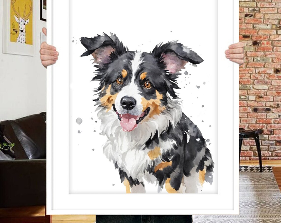 Custom Dog Portrait Watercolor Pet Memorial Gift