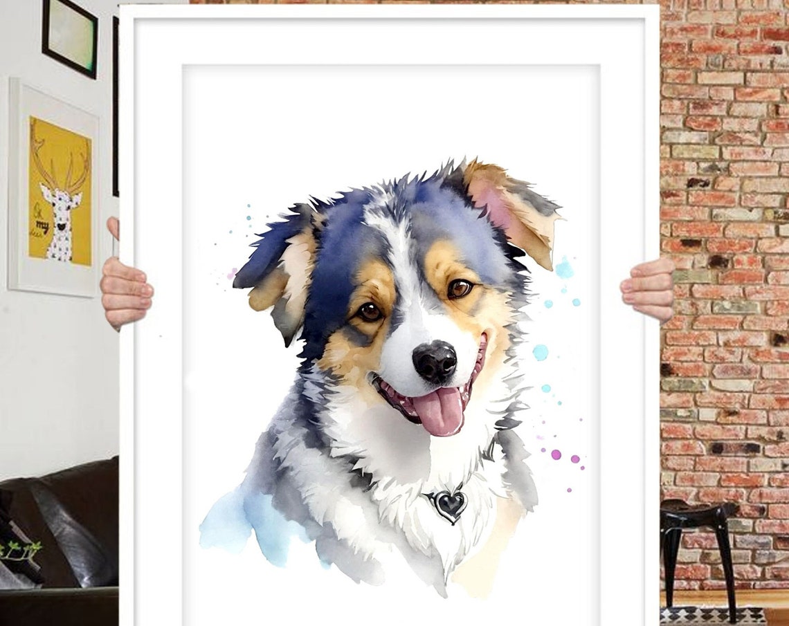 Custom Pet Portrait, Dog Memorial Gift
