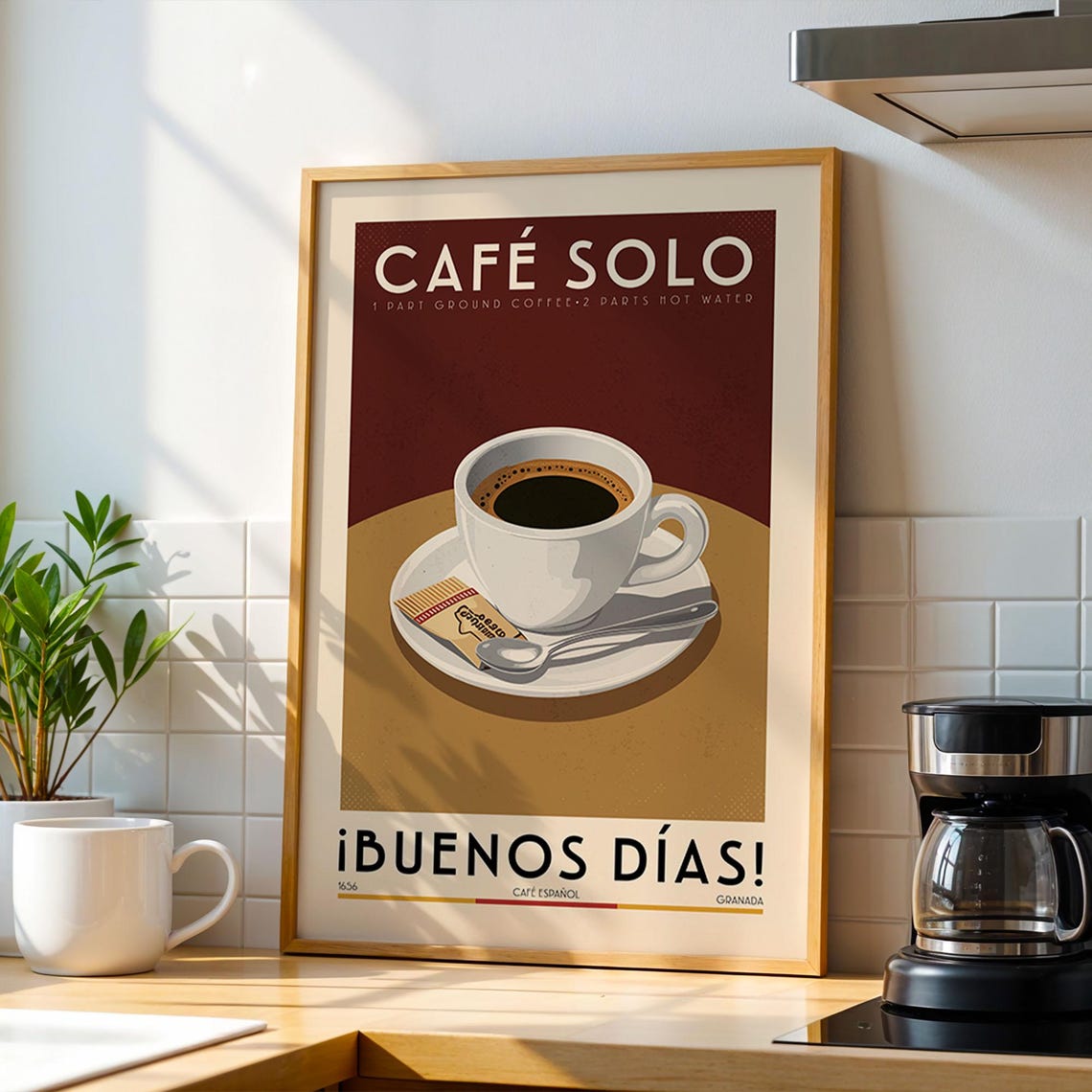 Cafe Solo Spanish Coffee Recipe Buenos Dias Kitchen Wall Art