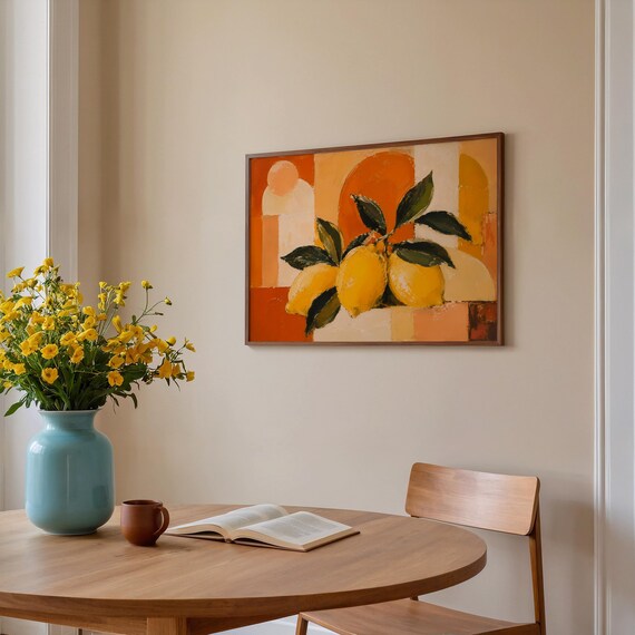Yellow Lemons On Branch Mediterranean Citrus Modern Fruit Art Poster