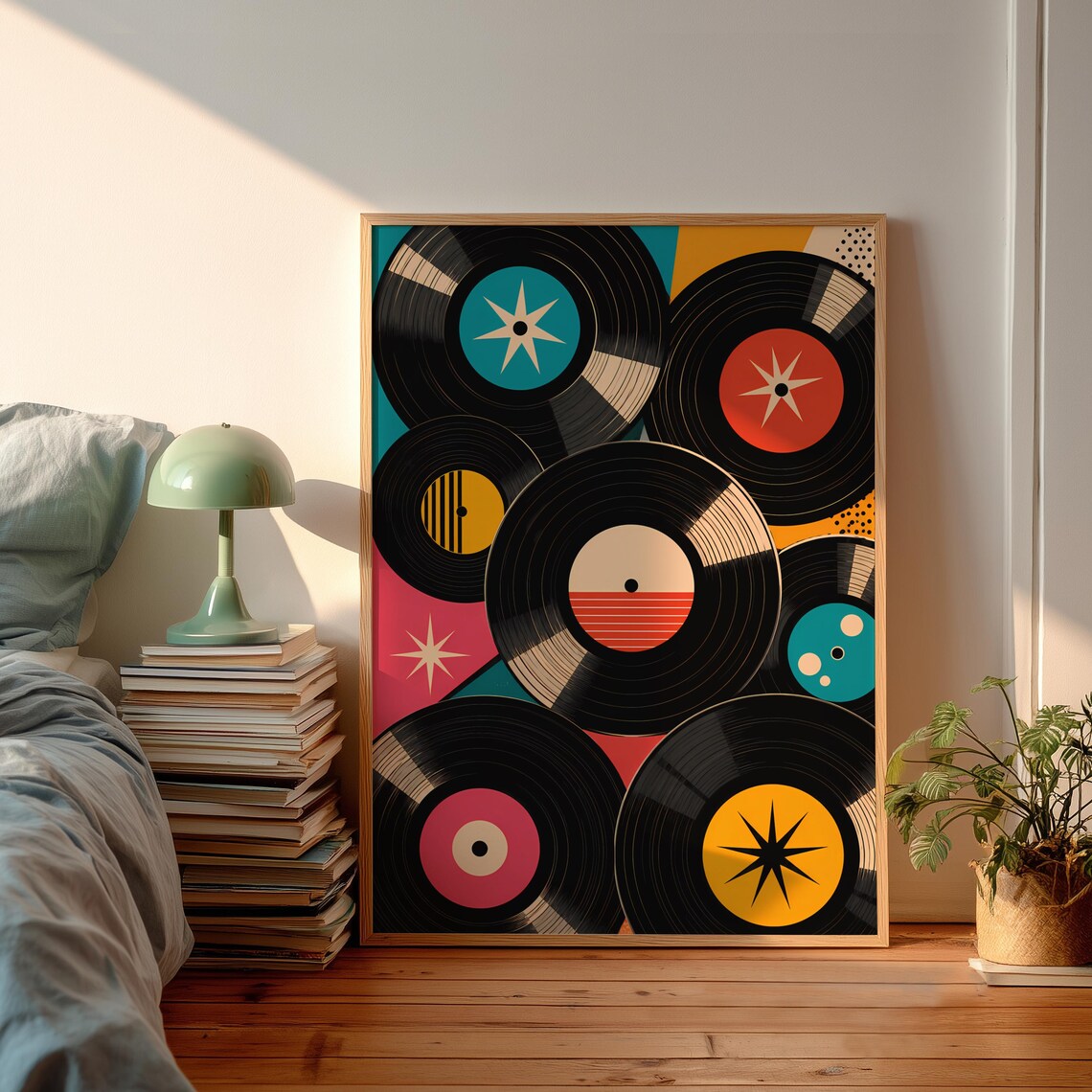 70s Vibe Record Poster, Geometric Music Art Print